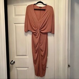 DUSTY ROSE, FRONT RUSHING MIDI DRESS SIZE L/XL